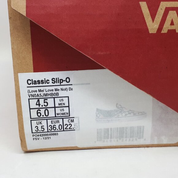 Vans Classic Slip On Love Me Not Daisy Flower Floral White Shoe Sneaker Womens 6 - Picture 10 of 12